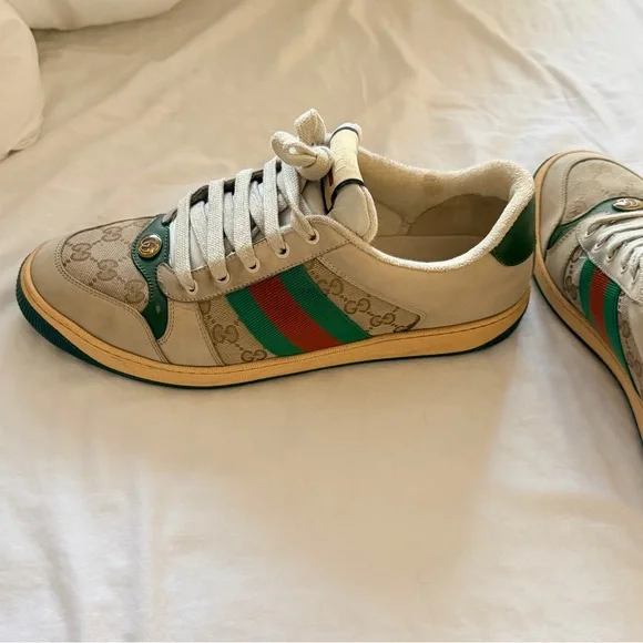 Gucci Beige and Green Men's Sneakers - Picture 2 of 3